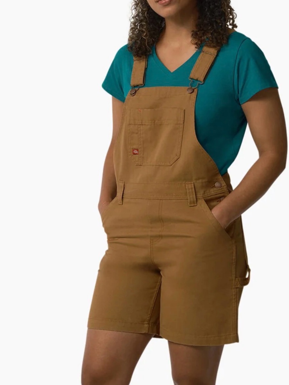 Dickies Short Overalls Women Medium Brown Carpenter Workwear Bib Shortalls NWT